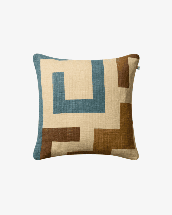 C&J Aman Linen- Heaven Blue/Taupe/Khaki 50*50