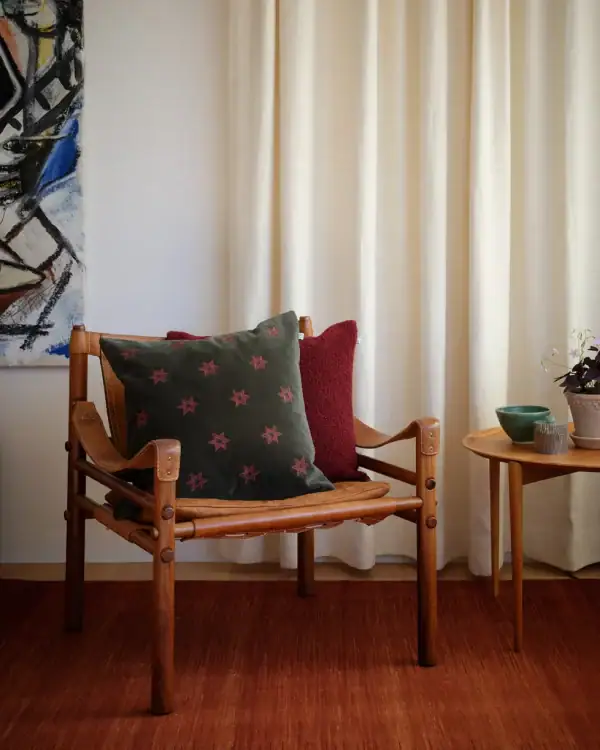 Velvet Cushion Cover Star - Forest green